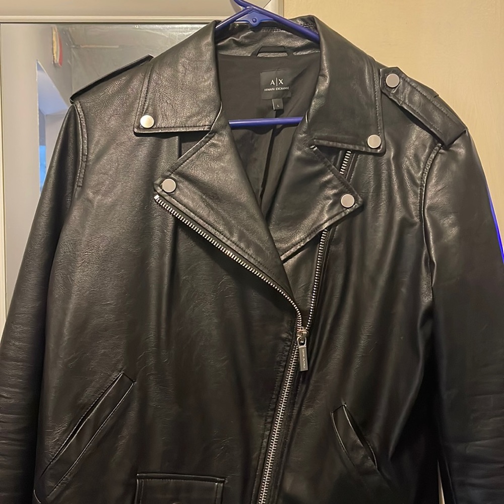 Armani Exchange leather Moto jacket Large. Worn once